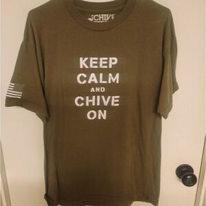 ~ mens green Keep calm and chive on t shirt - size L